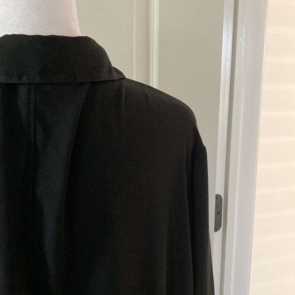 Lane Bryant 26 28 black sheer blouse button down v-neck collar - Picture 11 of 12